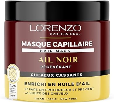 Lorenzo - Masque Capillaire à l'Ail Noir pour Cheveux